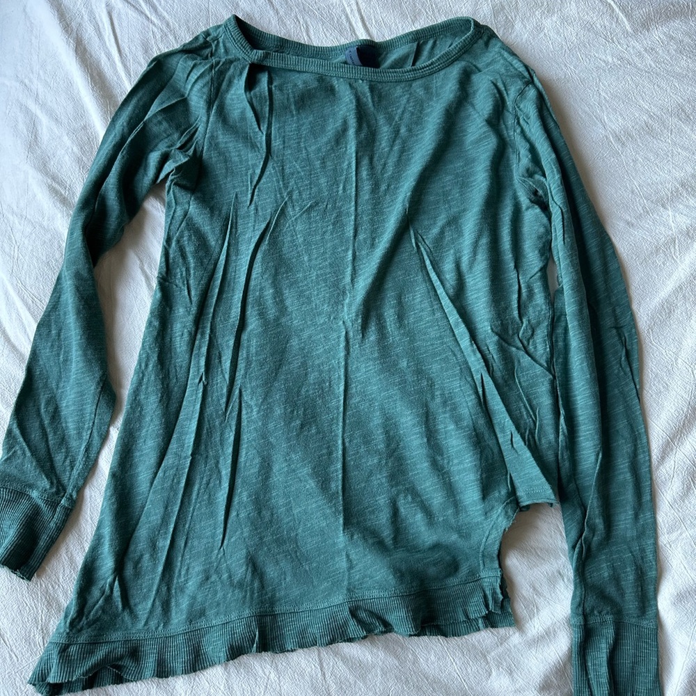 NWOT anthro long sleeve asymmetrical teal top